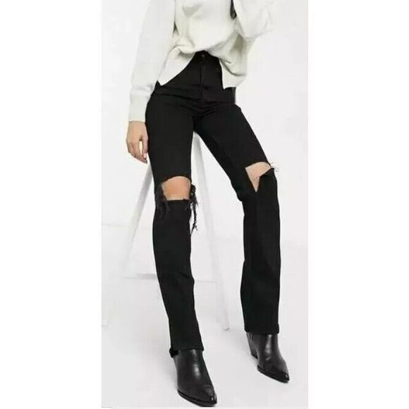 We The Free My Own Lane Jeans 27 NWT $128 Black High Rise Destroyed OB988447 - Picture 2 of 11